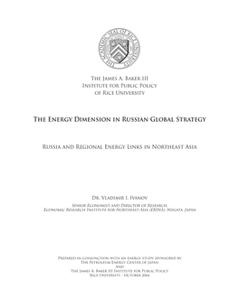 The Energy Dimension in Russian Global Strategy