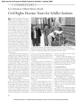 Civil Rights Heroine Tours for Schiller Institute