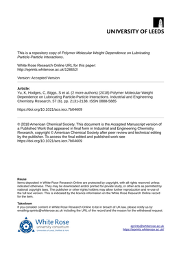 Polymer Molecular Weight Dependence on Lubricating Particle-Particle Interactions