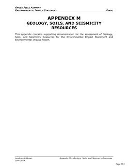 Appendix M Geology, Soils, and Seismicity Resources