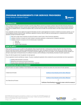 Service Provider Requirements