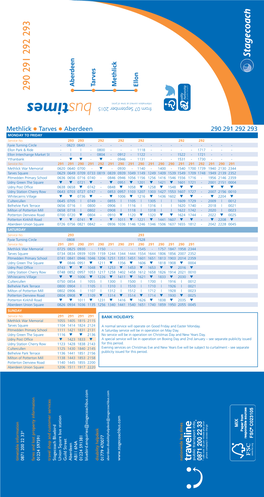 Bus Times * Calls Cost 12P Per Minute Plus Your Phone Company’S Access Charge