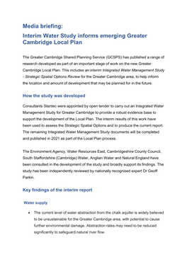 Integrated Water Management Study