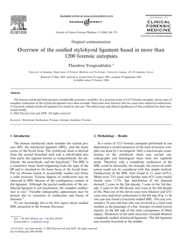 Overview of the Ossified Stylohyoid Ligament Based in More Than 1200 Forensic Autopsies