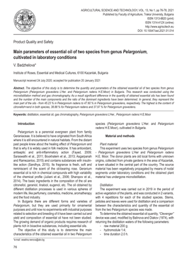 Main Parameters of Essential Oil of Two Species from Genus Pelargonium, Cultivated in Laboratory Conditions V