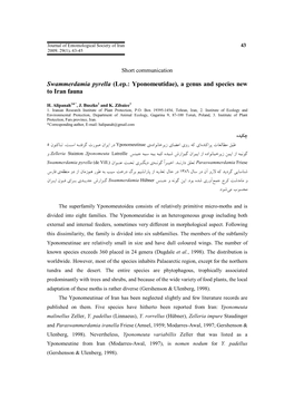 Swammerdamia Pyrella (Lep.: Yponomeutidae), a Genus and Species New to Iran Fauna