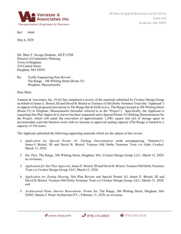 Traffic Engineering Peer Review the Range - 306 Whiting Street (Route 53) Hingham, Massachusetts