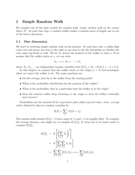 1 Simple Random Walk