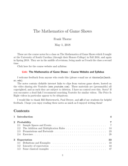 The Mathematics of Game Shows