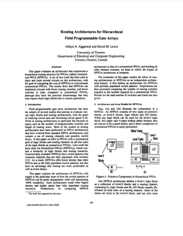 Routing Architectures for Hierarchical Field Programmable Gate Arrays