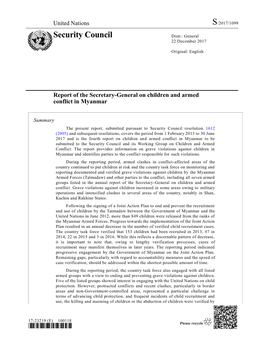 Report of the Secretary-General on Children and Armed Conflict in Myanmar
