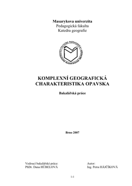 Komplexní Geografická Charakteristika Opavska