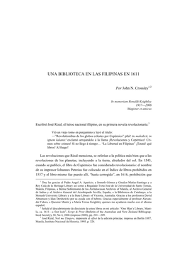 Una Biblioteca En Las Filipinas En 1611