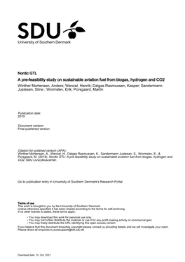 A Pre-Feasibility Study on Sustainable Aviation Fuel from Biogas, Hydrogen