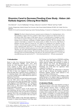 Diversion Canal to Decrease Flooding (Case Study : Kebon Jati- Kalibata Segment, Ciliwung River Basin)