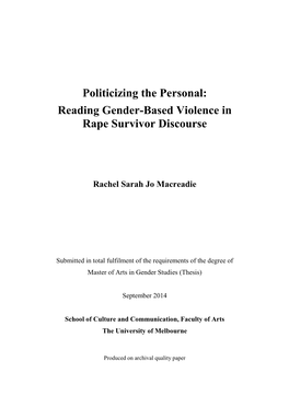 Reading Gender-Based Violence in Rape Survivor Discourse