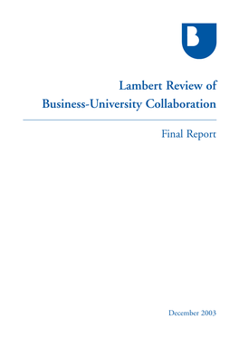 Lambert Review of Business-University Collaboration