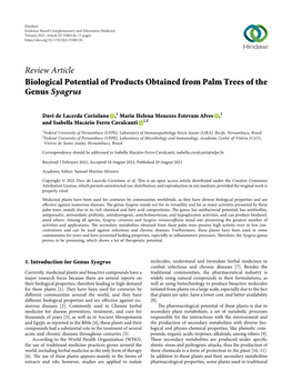 Biological Potential of Products Obtained from Palm Trees of the Genus Syagrus