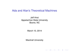 Ada and Alan's Theoretical Machines
