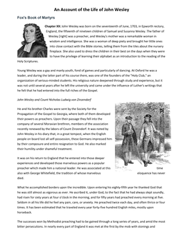 An Account of the Life of John Wesley