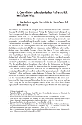 1. Grundlinien Schweizerischer Außenpolitik Im Kalten Krieg