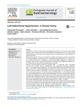 Left-Sided Portal Hypertension: a Sinister Entity