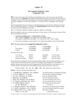 Chapter 29 the Imperfect Indicative Active Compound Verbs 29.2 The