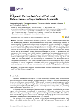 Epigenetic Factors That Control Pericentric Heterochromatin Organization in Mammals