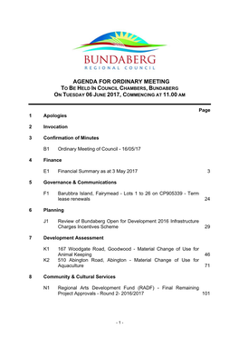 Ordinary Meeting Agenda 6 June 2017