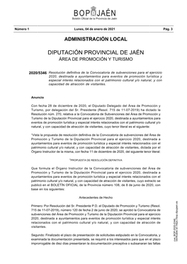 Diputación Provincial De Jaén Área De Promoción Y Turismo