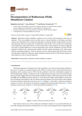 Decomposition of Ruthenium Olefin Metathesis Catalyst