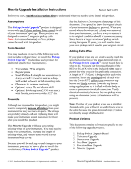 Mosrite Installation Instructions