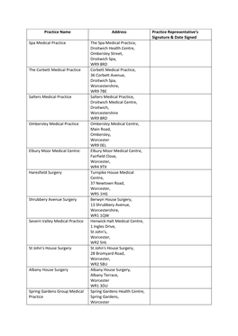 Practice Name Address Practice Representative's Signature & Date