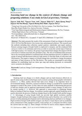 Assessing Land Use Change in the Context of Climate Change and Proposing Solutions: Case Study in Gia Lai Province, Vietnam