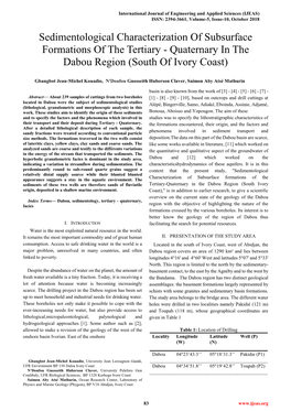 Sedimentological Characterization of Subsurface Formations of the Tertiary - Quaternary in the Dabou Region (South of Ivory Coast)