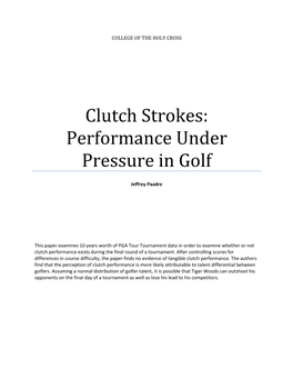 Clutch Strokes: Performance Under Pressure in Golf