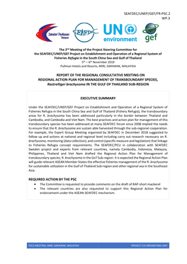 Seafdec/Unep/Gef/Fr-Psc.2 Wp.3 Report of the Regional