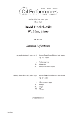 David Finckel, Cello Wu Han, Piano