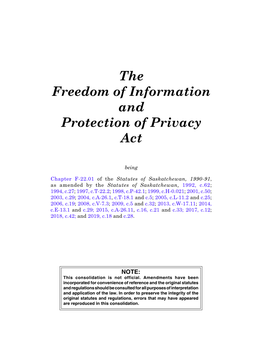 The Freedom of Information and Protection of Privacy Act