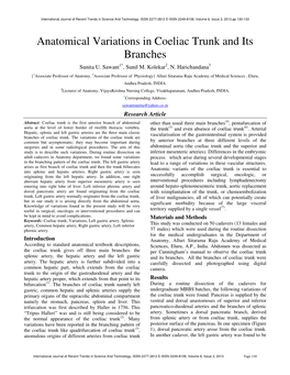 Anatomical Variations in Coeliac Trunk and Its Branches