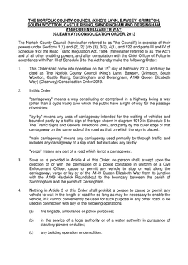 The Norfolk County Council (King's Lynn, Bawsey, Grimston, South Wootton, Castle Rising, Sandringham and Dersingham, A149 Qu