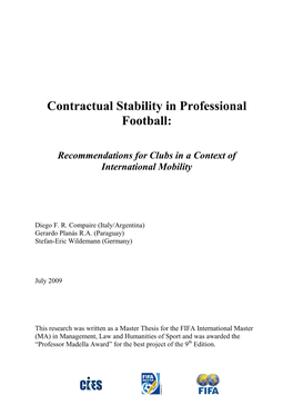 Contractual Stability in Professional Football 0
