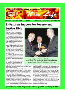 Bi-Partisan Support for Poverty and Justice Bible