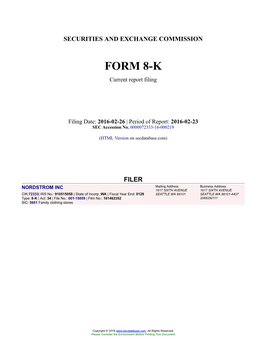 NORDSTROM INC Form 8-K Current Report Filed