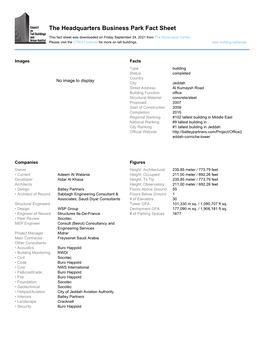 The Headquarters Business Park Fact Sheet