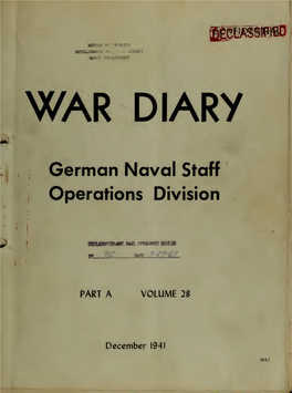 War Diary : German Naval Staff Operations Division
