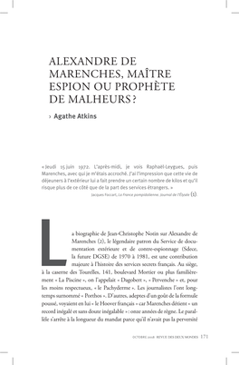 ALEXANDRE DE MARENCHES, MAÎTRE ESPION OU PROPHÈTE DE MALHEURS ? › Agathe Atkins