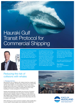Hauraki Gulf Transit Protocol for Commercial Shipping