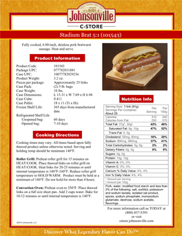 Discover What Legendary Flavor Can Do™ Stadium Brat 5:1 (101543)