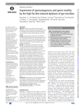 Impairment of Spermatogenesis and Sperm Motility by the High-Fat Diet